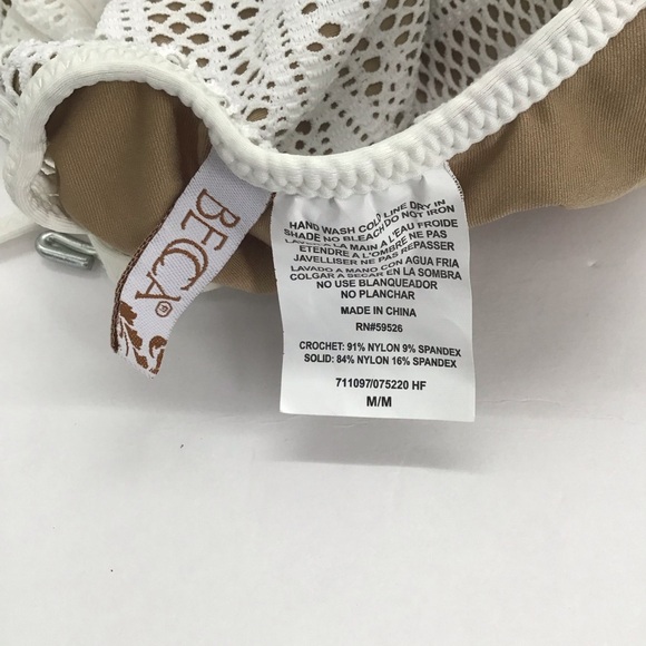 Becca Bora Bora Mesh One-Piece Swimsuit White/Nude Color play NWT Size Med - Picture 2 of 10